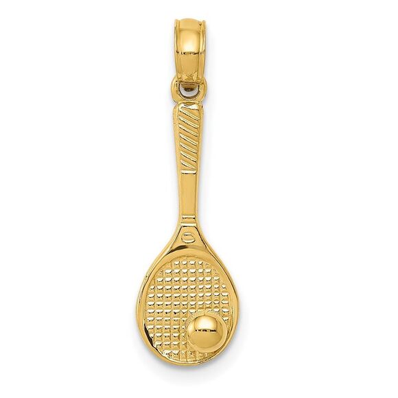 14k Yellow Gold Tennis Racquet & Ball Charm